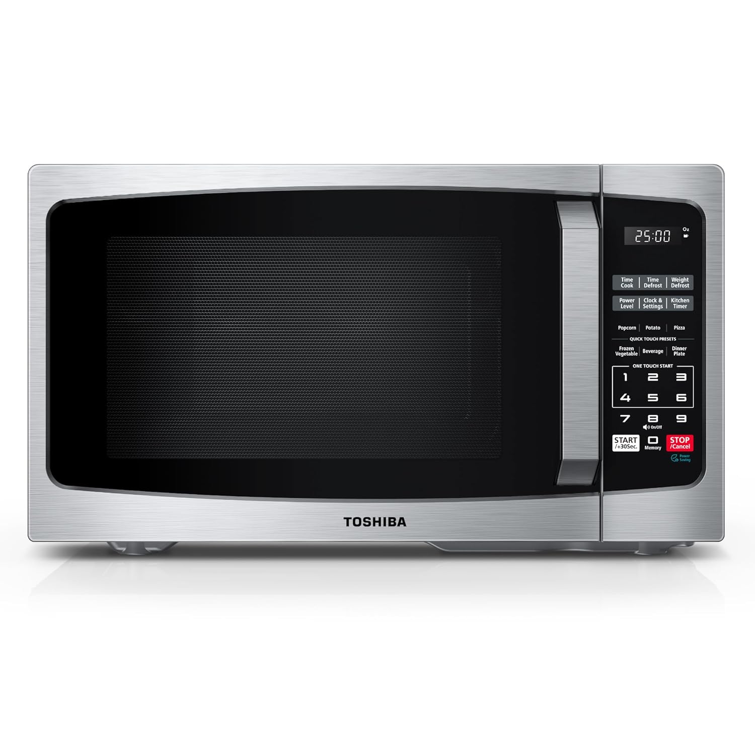 TOSHIBA ML-EM09PA SS Small Microwave Oven with 6 Auto Menus Mute Function Child Lock LED Lighting Perfect for