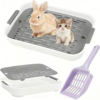 Kaninchen Toilette mit Schaufel, Tablett Hasentoilette, Kaninchentoilette, Kaninchenklo Groß, Klo Ecke für Kleintier Hasen Meerschweinchen Katzen Klein