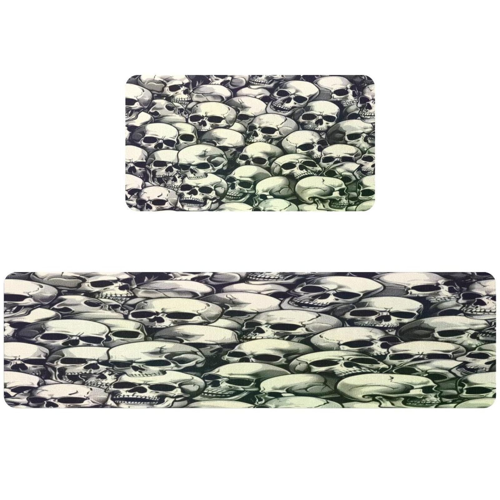 Tapis de cuisine antidérapants lavables motif tête de mort tapis de couloir lot 2