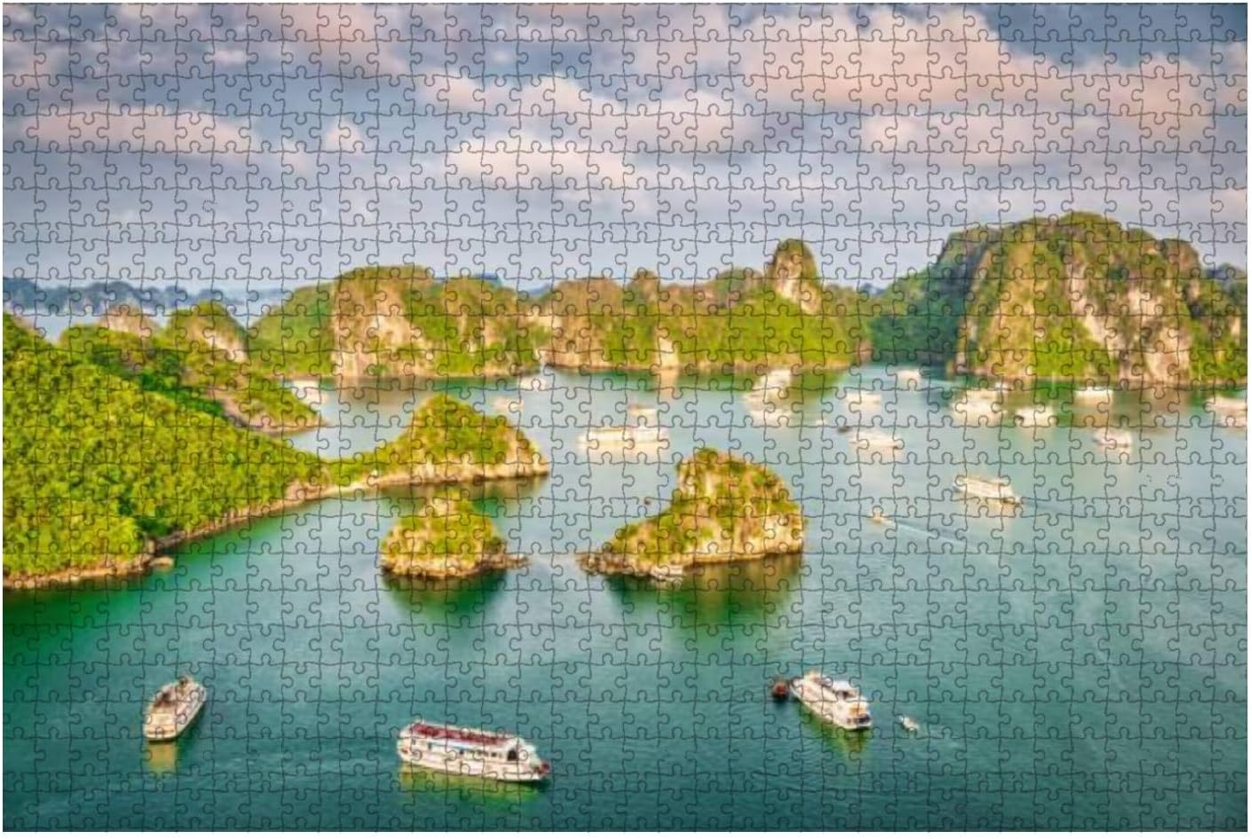 Aerial View Halong Bay Scenic Vietnam 1000 Pieces Wooden Jigsaw Puzzles for Adults Decompression DIY Children Educational Puzzles Creative Games Toys Gift Home Decor