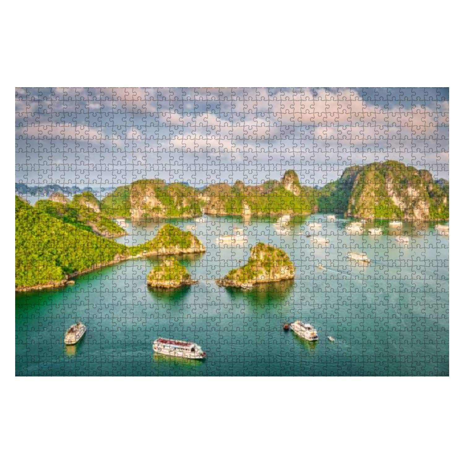 Aerial View Halong Bay Scenic Vietnam 1000 Pieces Wooden Jigsaw Puzzles for Adults Decompression DIY Children Educational Puzzles Creative Games Toys Gift Home Decor
