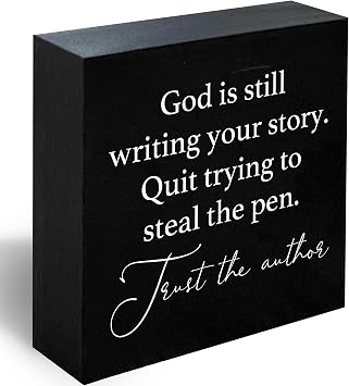 God Is Still Writing Your Story Sign, Prayer Room Bible Verse Christian Decor Wooden Sign Decoration For Home Office, Inspirational Signs Shelf Table Decor -D26