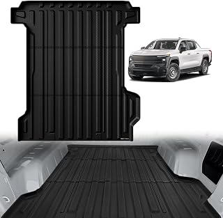 TripleAliners Truck Bed Mat Compatible with 2024 2025 2026 Chevrolet Silverado EV WT Version Accessories 5.9FT Vehicle Bed Perfectly Flush All Weather Protection TPE Heavy Duty Pickup Car Cargo Mat