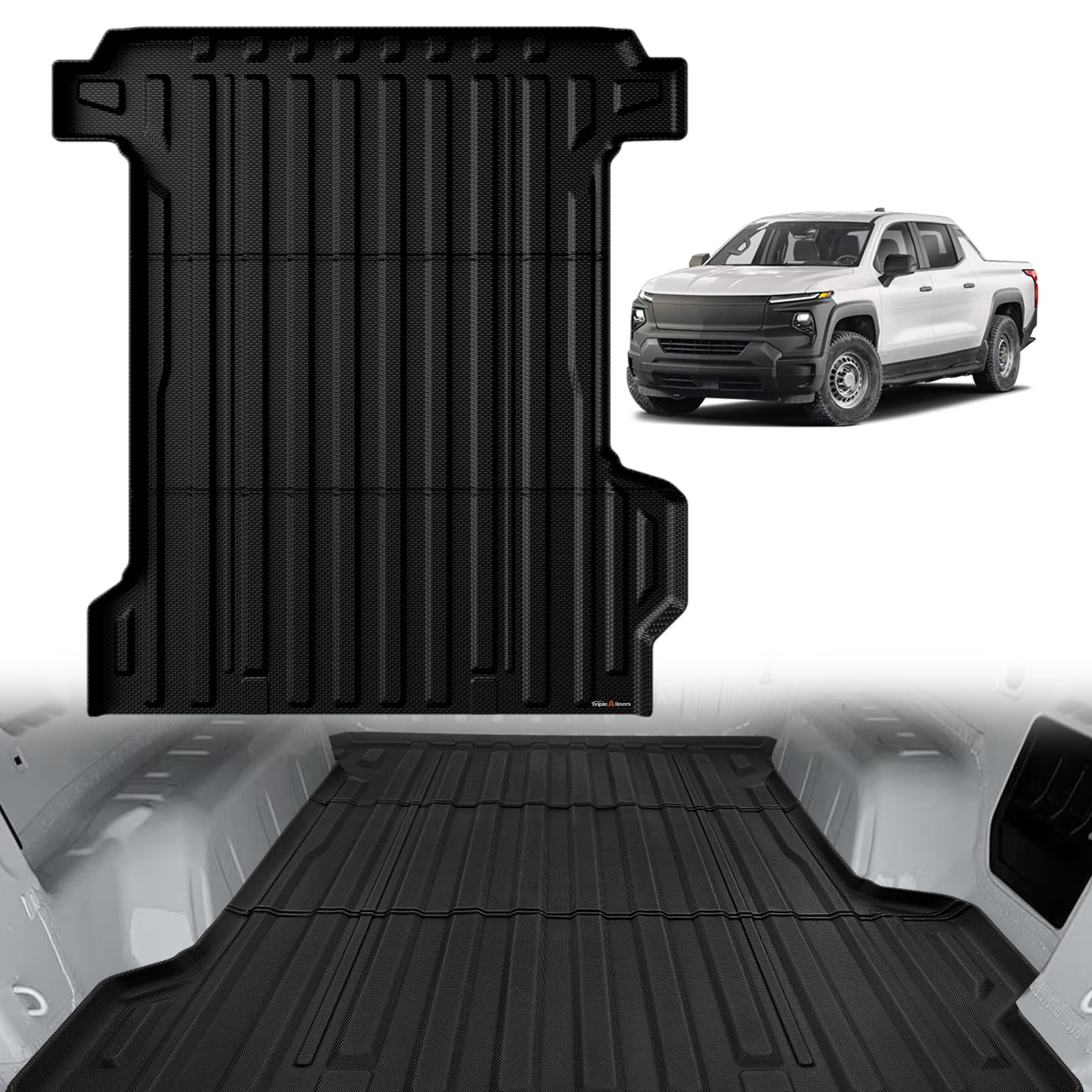 TripleAliners Truck Bed Mat Compatible with 2024 2025 2026 Chevrolet Silverado EV WT Version Accessories 5.9FT Vehicle Bed Perfectly Flush All Weather