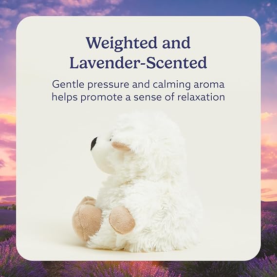 warmies Junior Microwavable & Weighted Stuffed Animals, Sheep - Heated Stuffed Animal for Warmth & Comfort - Lavender Scented Microwavable Plush for Adults & Children (Boys, Girls, Babies & Toddlers)
