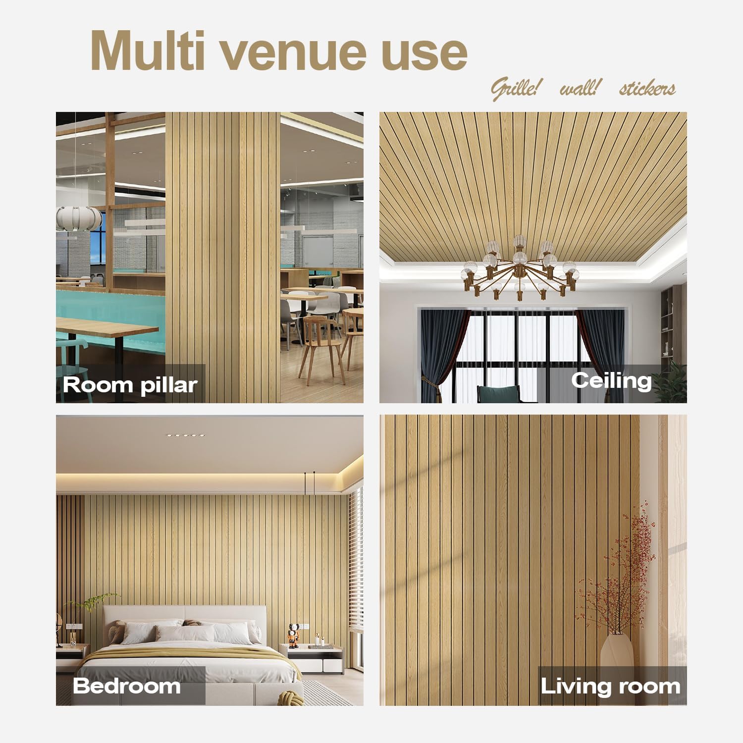 3D Wood Slat Wallpapers, 8PCS 11.8"x23.6" Waterproof Removable Faux Wood Grating Peel and Stick Self Adhesive Wall Panel for Ceiling,Living Room Bedroom Home Decoration(Grey,15.5 Sq.ft)