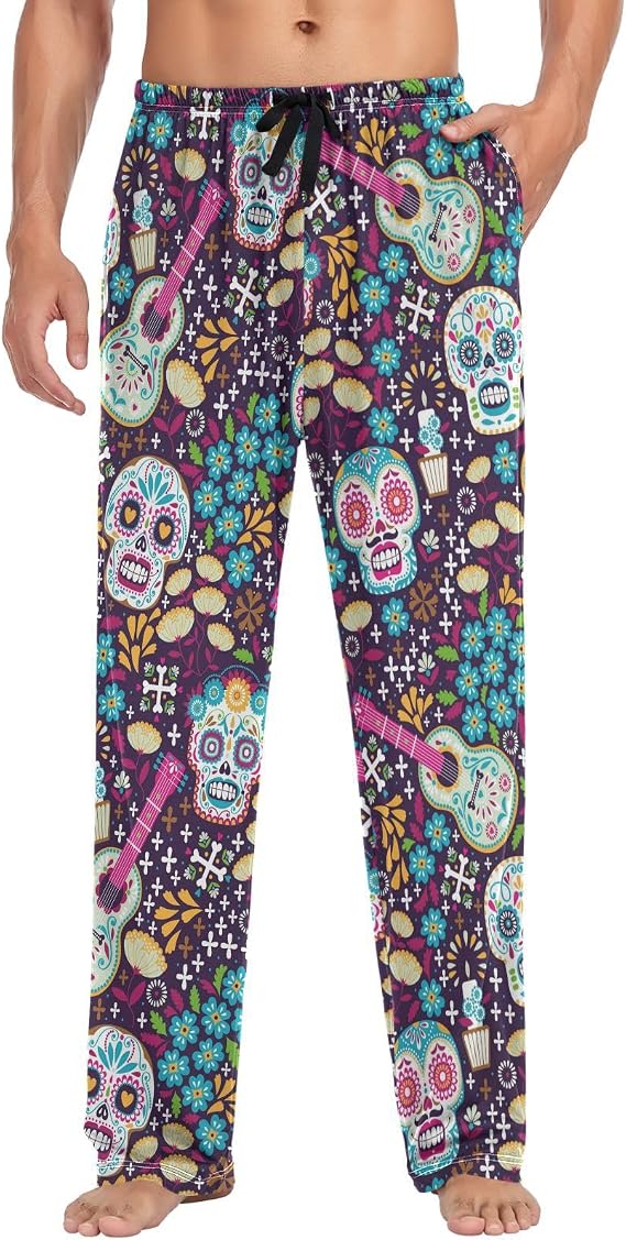 visesunny Stylish Men's Pajama Pants 100% Cotton Lounge Soft Warm Sleepwear Pants PJ Bottoms Drawstring and Pockets