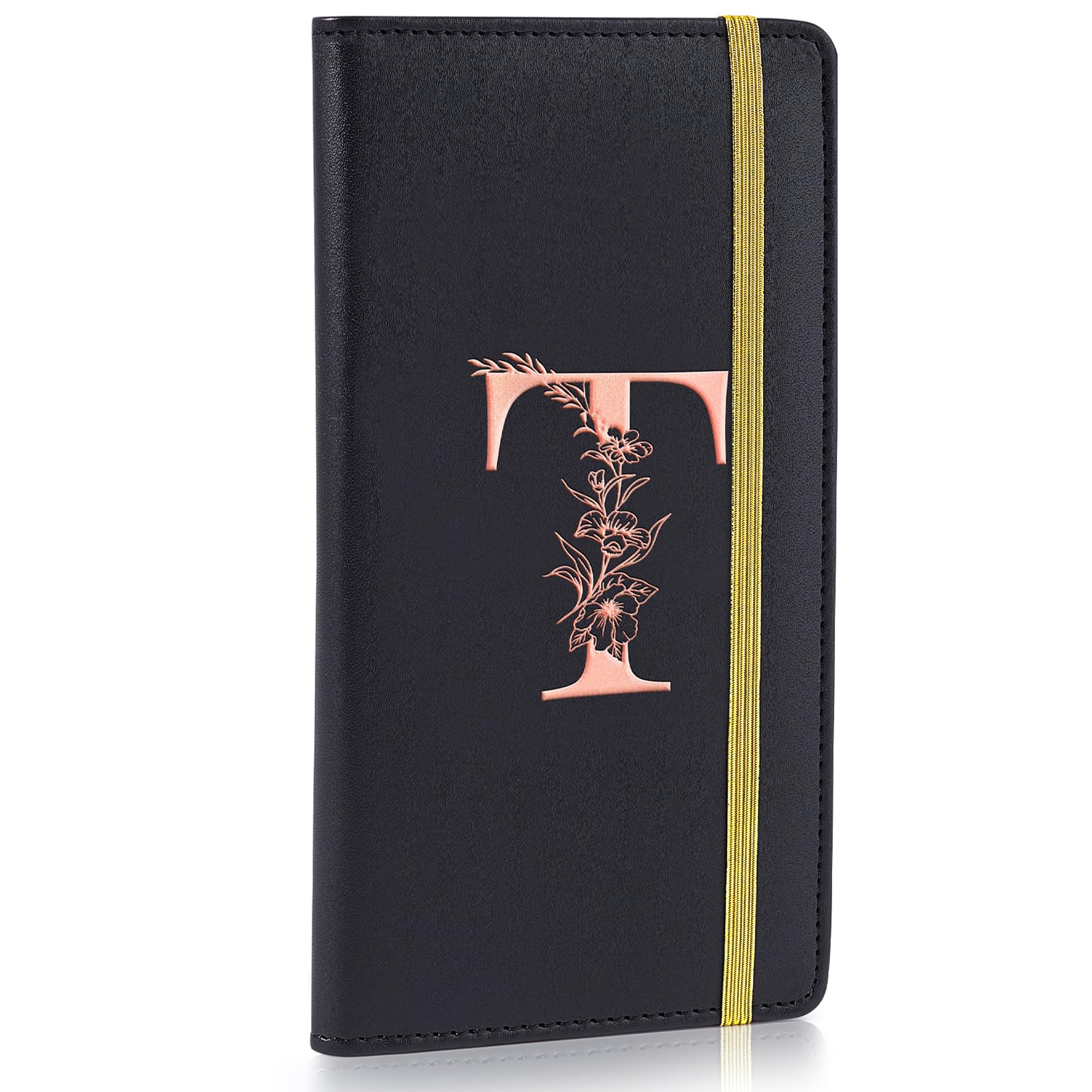 MHJYCheckbook Covers for Personal Checkbook, RFID Blocking Checkbook Holder Alphabet Checkbook Cover for Duplicate Checks, Black T