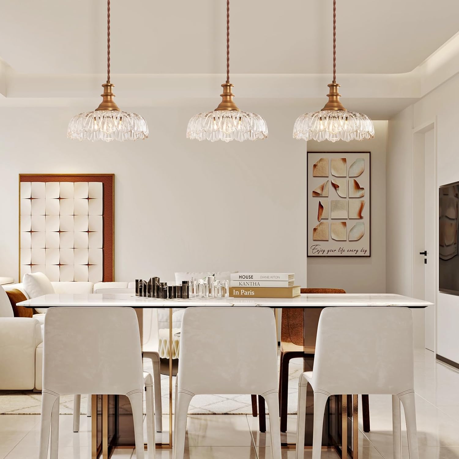 HDDFL Plug in Pendant Light Fixture Vintage Pendant Lighting Fixtures with Plug in Cord Hanging Light Kitchen Glass Hanging Lamp with Switch for Island Dining Table Living Room