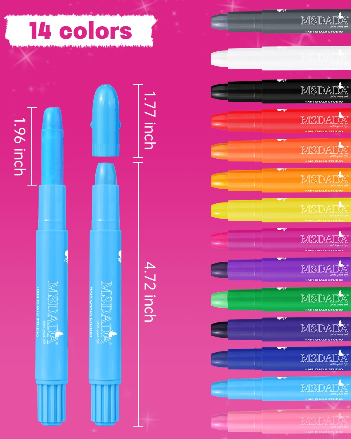 Hair Chalk for Girls Kids-14 Temporary Colors Hair Color Dye Washable Makeup Kit DIY Birthday Cosplay Halloween Gifts for Girls Party Supplies Aged 3 4 5 6 7 8 9 10-12