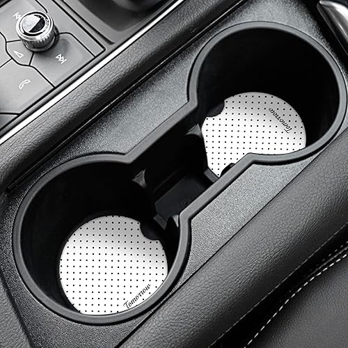 Miniatura 2 de Watbro Paquete de 2 posavasos de automóvil con diseño de lunares para automóvil, 2.56 pulgadas, muesca de dedo retro de los años 70, cerámica