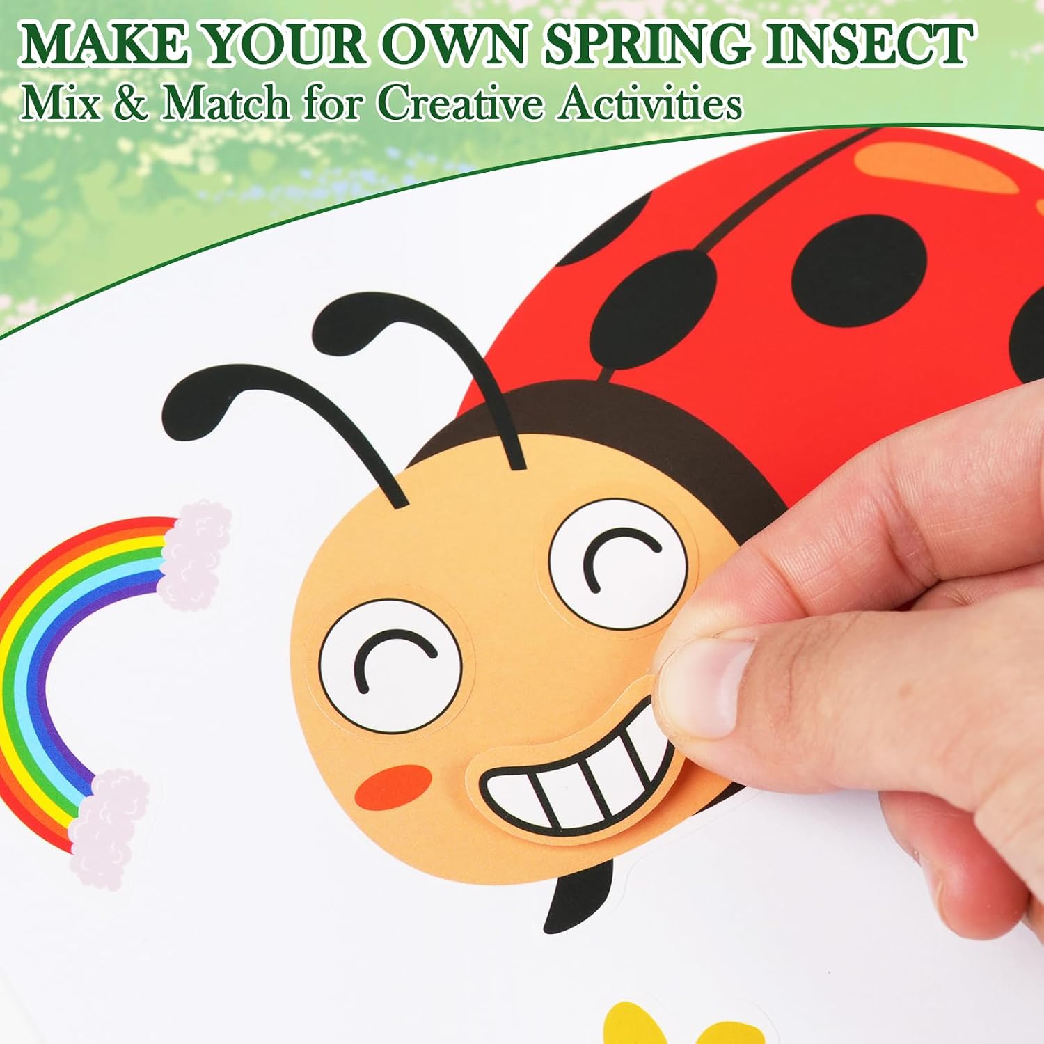 Aowplc 32 Sheets Insect Make-a-Face Stickers for Kids, Fun Spring Party Supplies, Crafts & Classroom Activities image 3