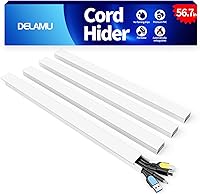 Vista 12 de Delamu – Funda para cable de 157" para ocultar cables, de PVC, para pared, se puede cortar, cubierta de cable pintado para cables, cubierta