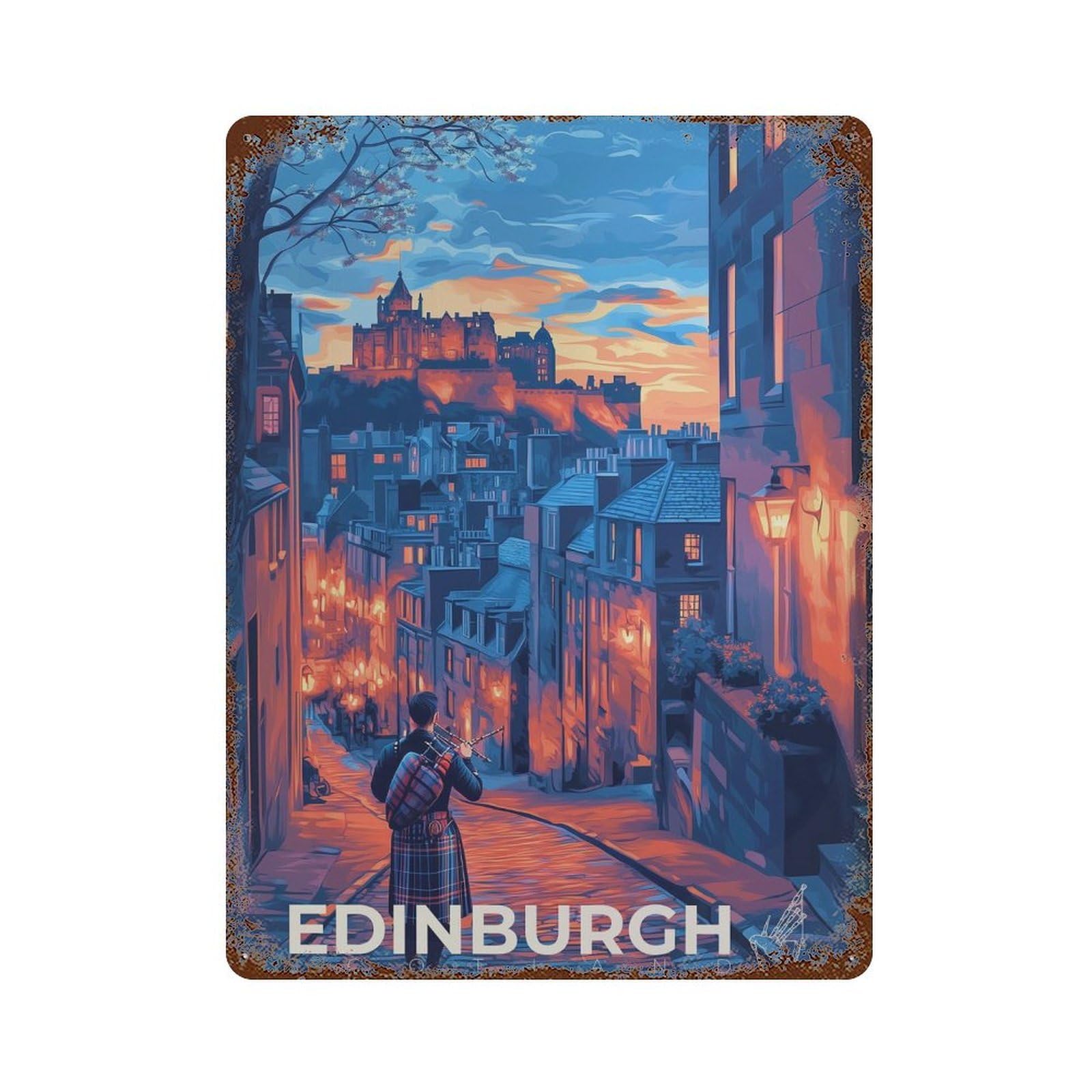 xiaoxiaoshen Edinburgh Scotland Travel Kilt (3) Wall Decor Art Metal Tin Poster Modern Home Decor Art Home Bar Shop Decorations Vintage Sign 40x30cm