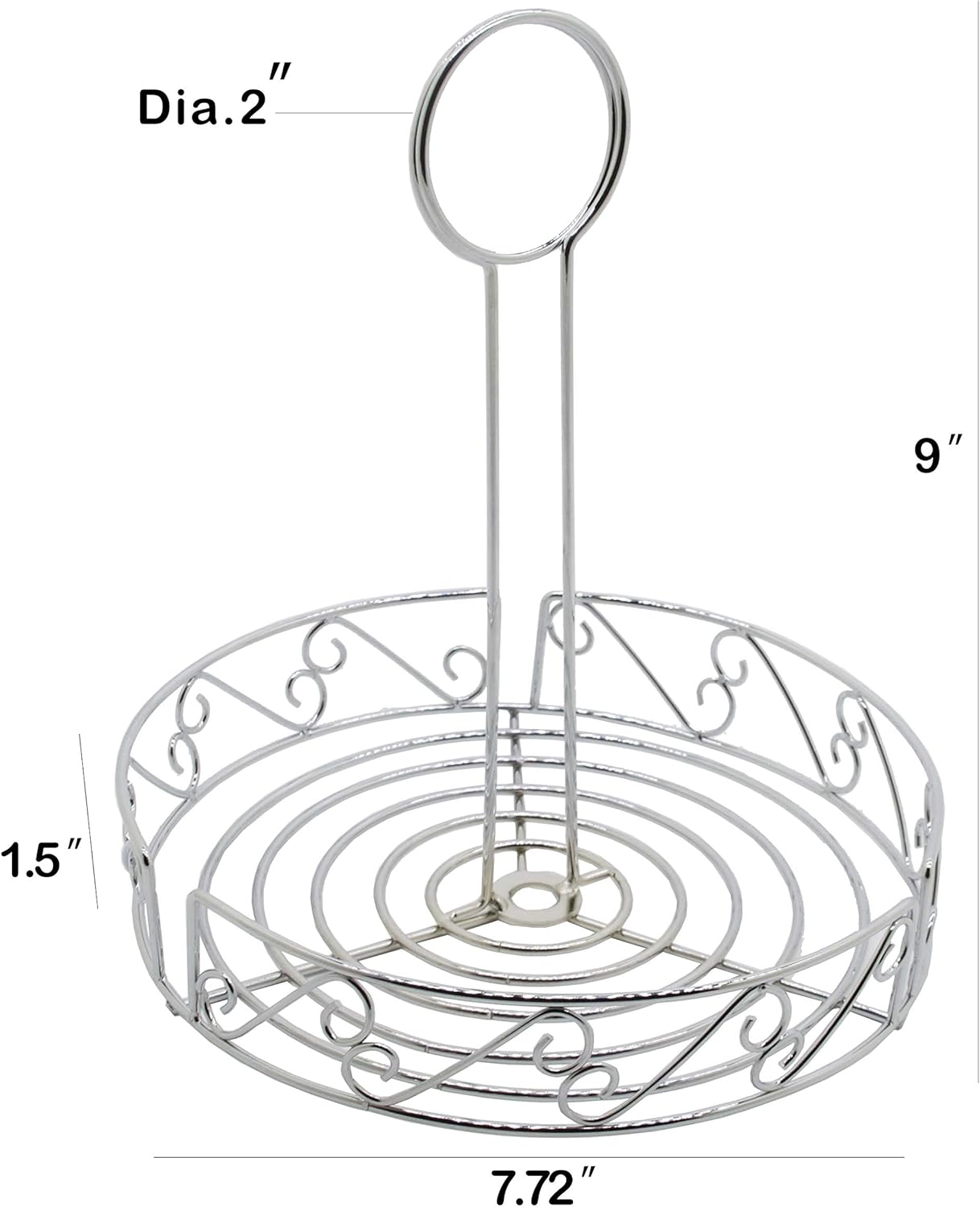 FixtureDisplays® Set of 3 Condiment Caddy Table Stove top Ketchup, Salt Peper Mustard Bottle Organizer, Scroll Design Chrome Finish 19690