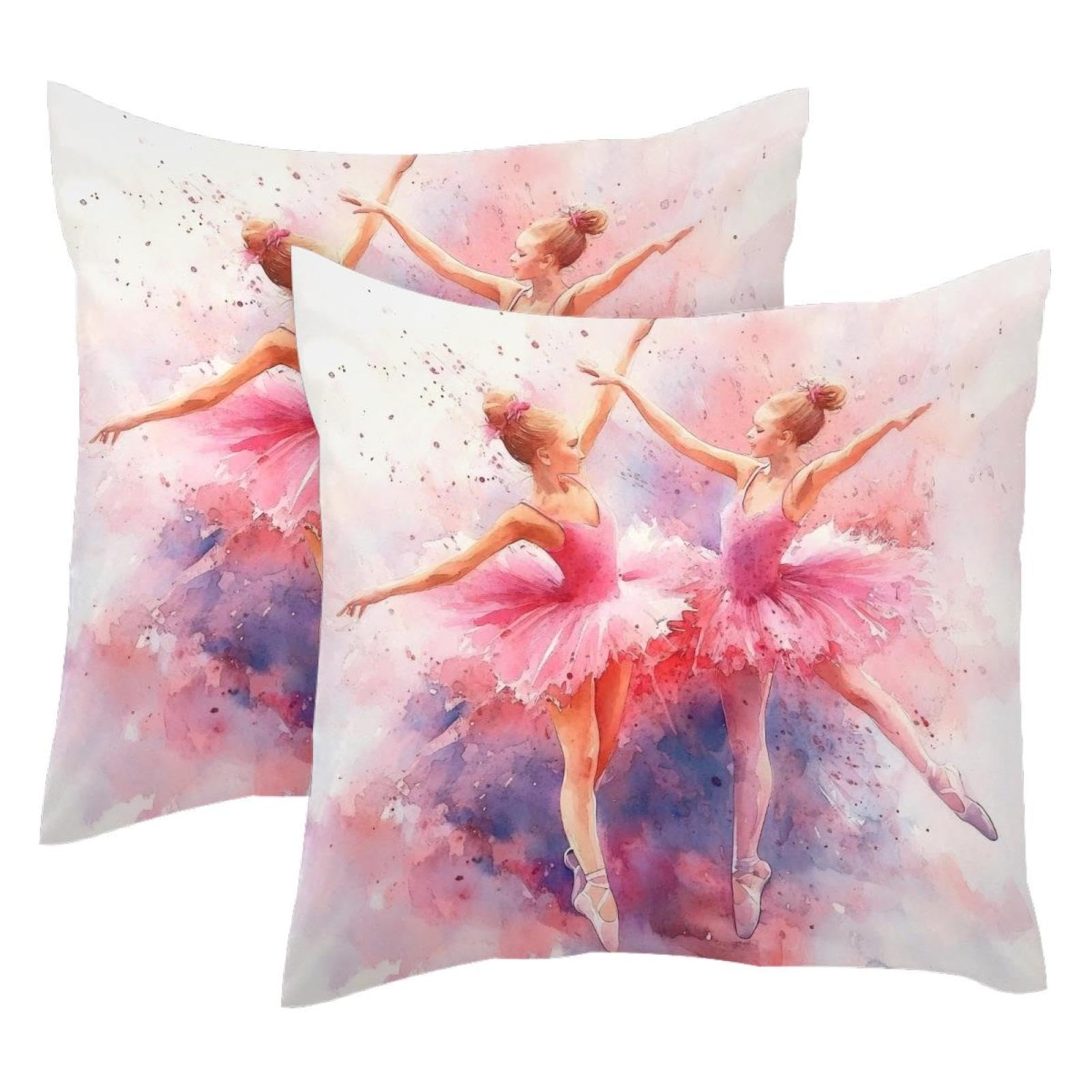 Housses de coussin 50x50 velours motif robe de ballet rose lot de 2