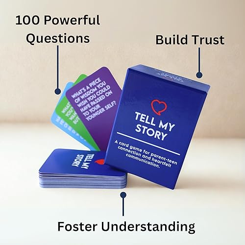 Miniatura 4 de Juego de cartas Tell My Story 100 tarjetas de conversación para padres y adolescentes para apoyar la salud mental de los jóvenes, fomenta la