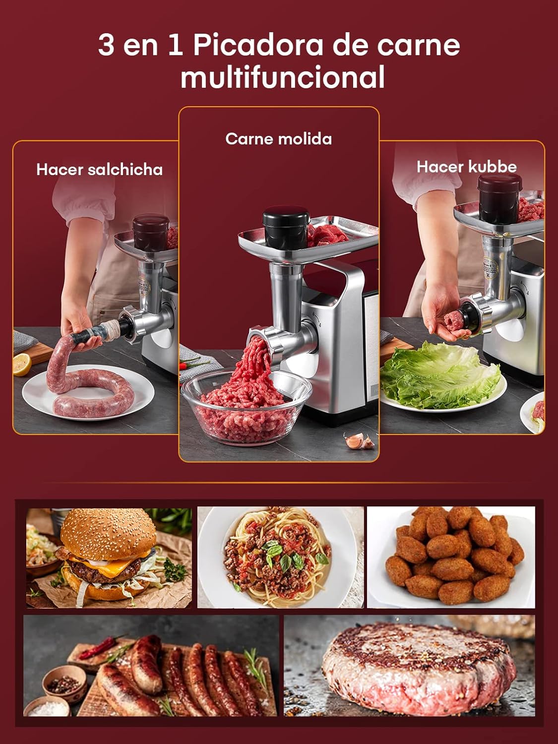 Meat being ground by the HOUSNAT Electric Meat Grinder