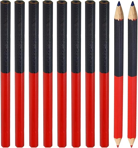 PATIKIL Lápices hexagonales rojos y azules, paquete de 48 lápices de grafito HB, lápices de madera, lápiz de doble punta para aula, oficina,