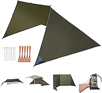 Onewind Barraca de sobrevivência, equipamento de sobrevivência ultraleve para emergência, à prova de chuva, abrigo de emergência, lona de sobrevivência, mosca de chuva com estacas e guilina para caminhadas, mochilão, sobrevivência e artesanato