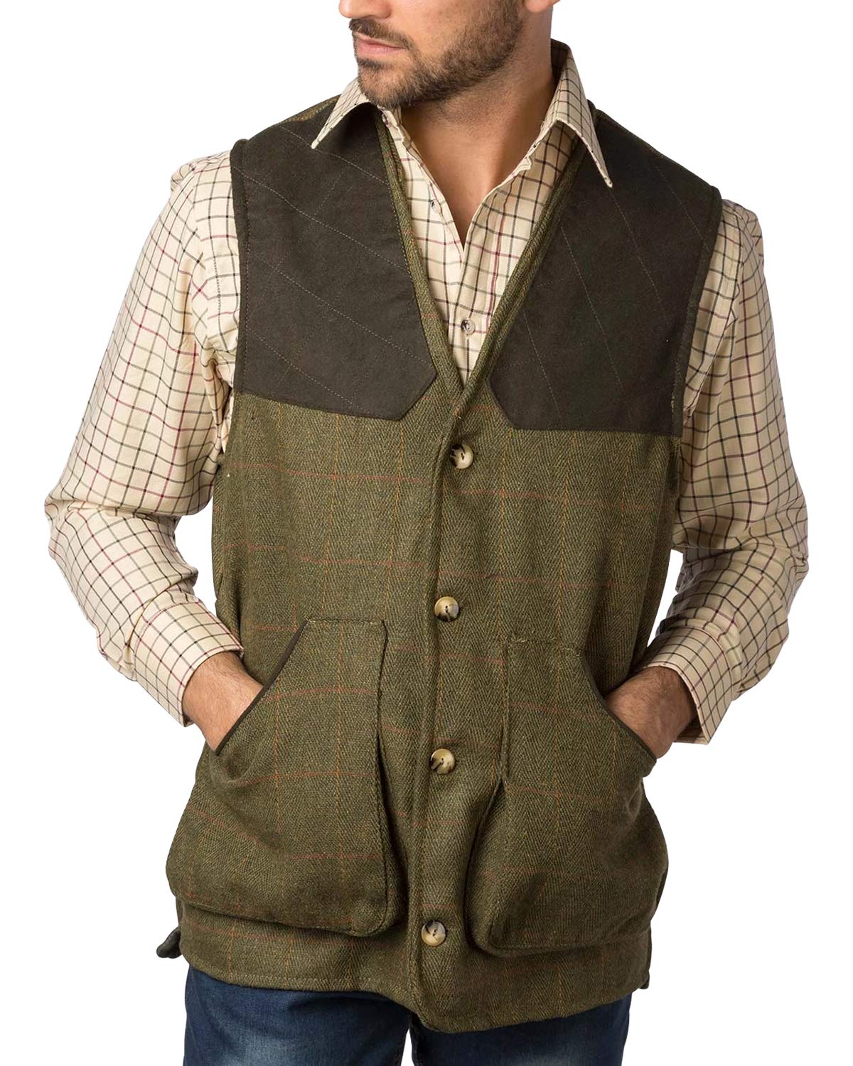 Rydale Men's Danby Tweed Shooting Waistcoat Outdoor Country 100% Wool Gents Gilet Bodywarmer