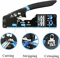 Vista 4 de Gaobige Kit de herramientas de red, Cat6 Cat5e Cat5 Herramienta de prensado RJ45 Kit de herramientas de crimpado, Pass Through rj45 Crimper, Wire