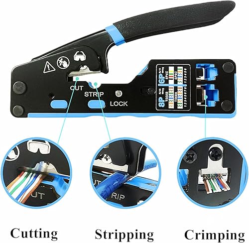 Miniatura 4 de Kit de herramientas de red, Cat6 Cat5e Cat5 Herramienta de prensado RJ45 Kit de herramientas de crimpado, Pass Through rj45 Crimper, Wire Tracker,
