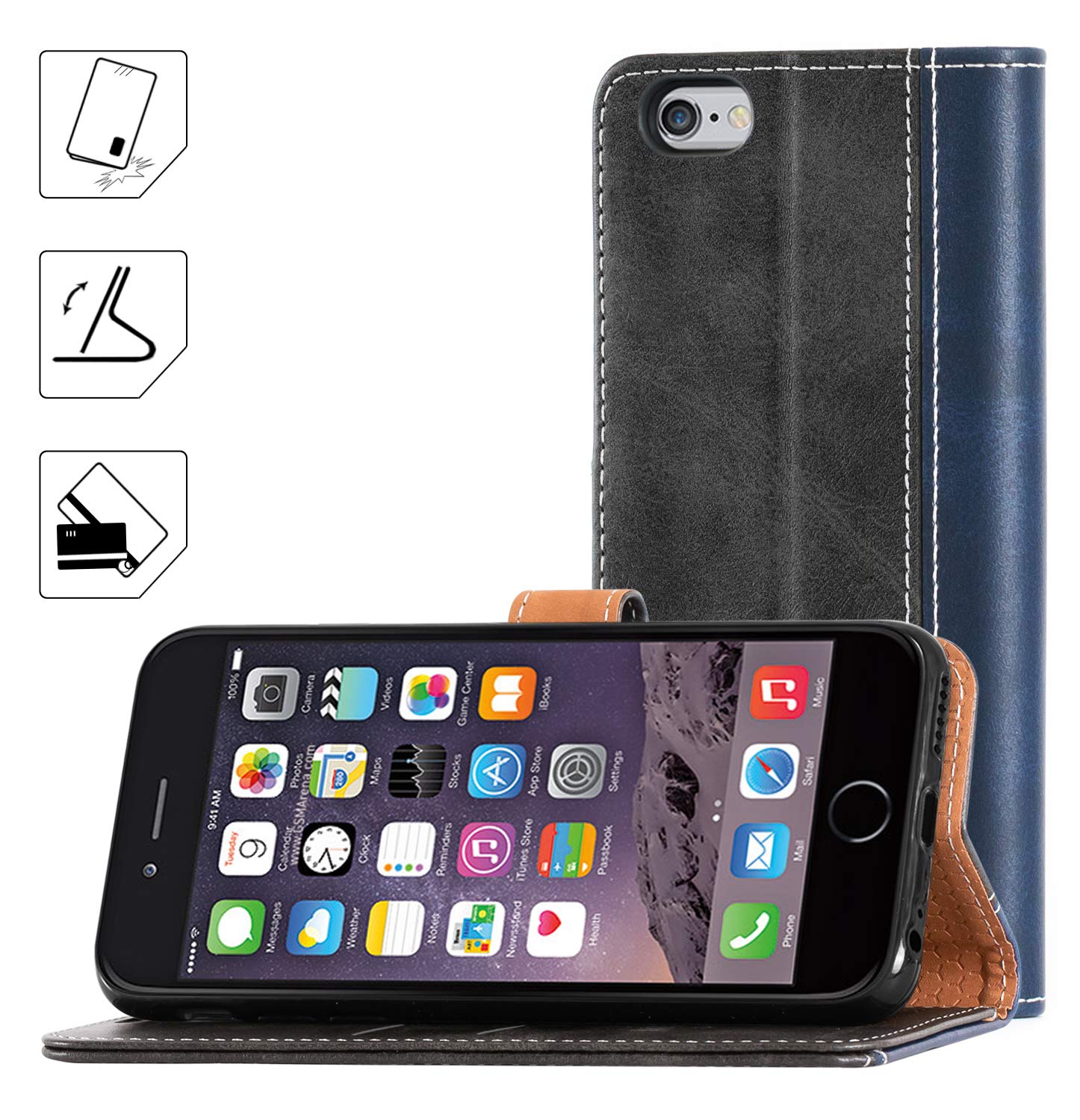 Mulbess IPhone XR Hülle – Leder-Look Flip Case Mit Magnetverschluss, 3 Kartenfächern & Ständerfunktion