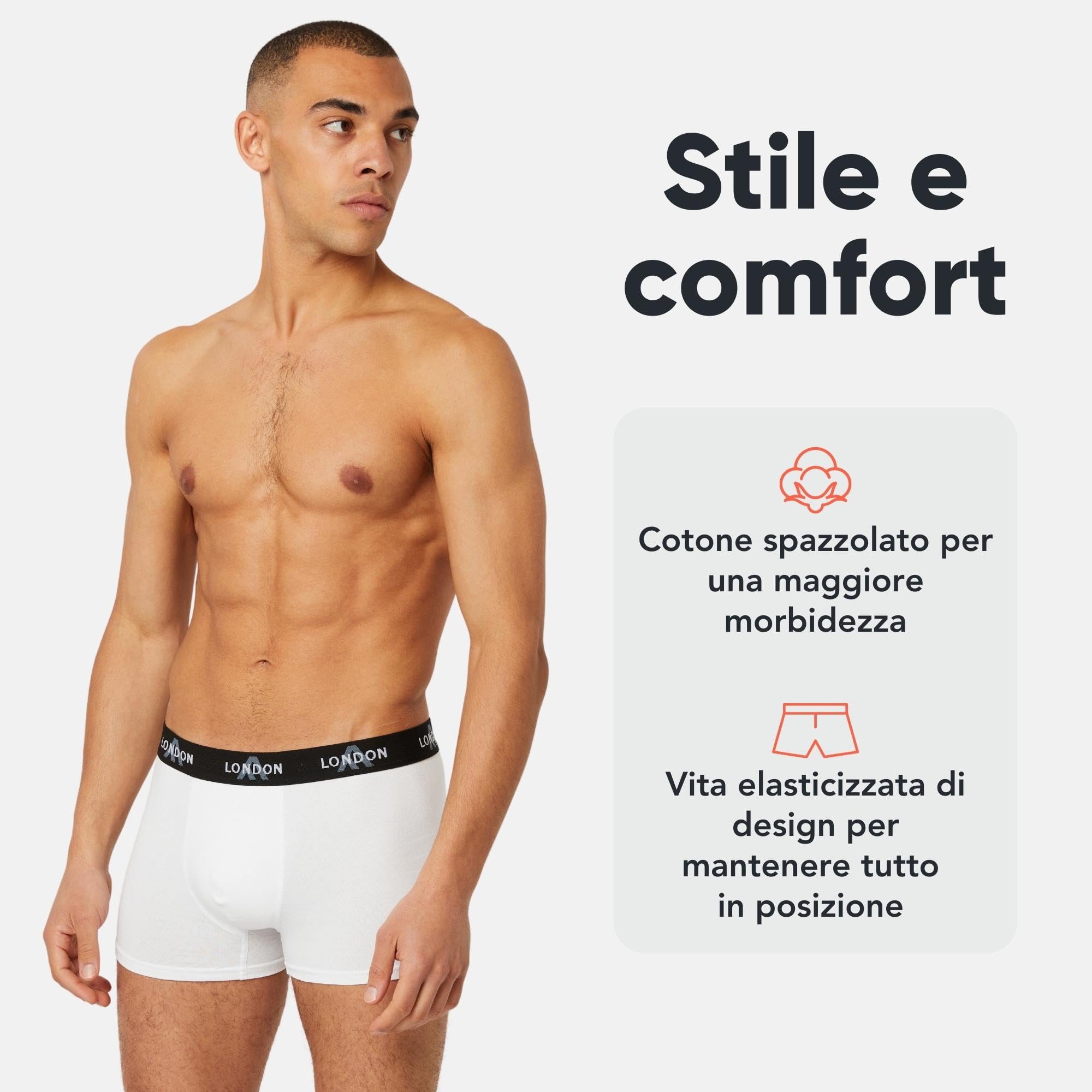 FM London Pacchetto da 4/8 Mutande Uomo - Boxer Uomo Cotone, Aderenti e Confortevoli per l'Uso Quotidiano - Boxer Hipster Aderenti per Uomo
