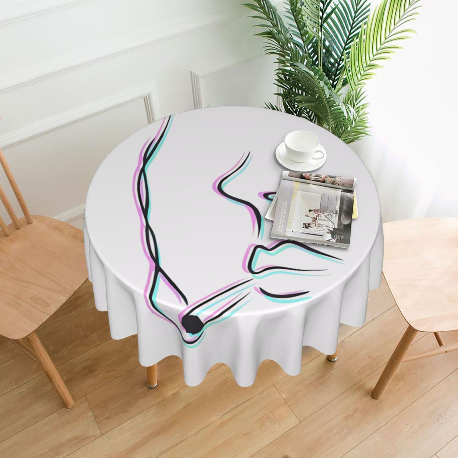 WHJSHOP Smoker Prints Round Decorative Throw – 60in Stylish Table Cover for Dining, Parties & Outdoor Events