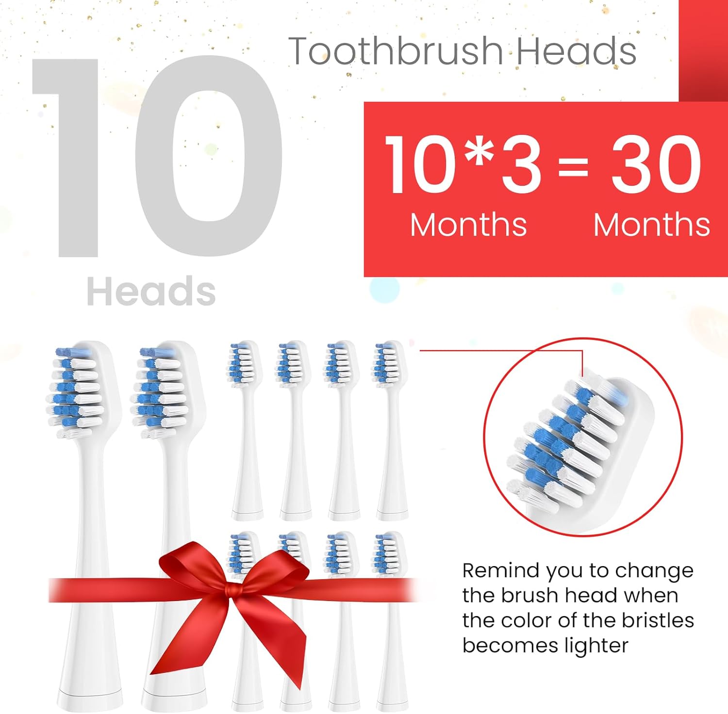 Replacement Toothbrush Heads for Waterpik Complete Care 5.0/9.0 Tooth Brush, and for AquaSonic Duo Series and Home Dental Center Electric Toothbrush, 10 Count, White White 1 Count (Pack of 10)