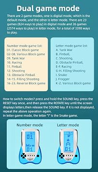 Blue backlit Block Game Console 3398 in 1 Retro Nostalgia Racing/Tank Battle/Snake Pocket Puzzle Game Console Handheld Portable Brick Toy Console Gifts for Teenagers/Children (Blue)