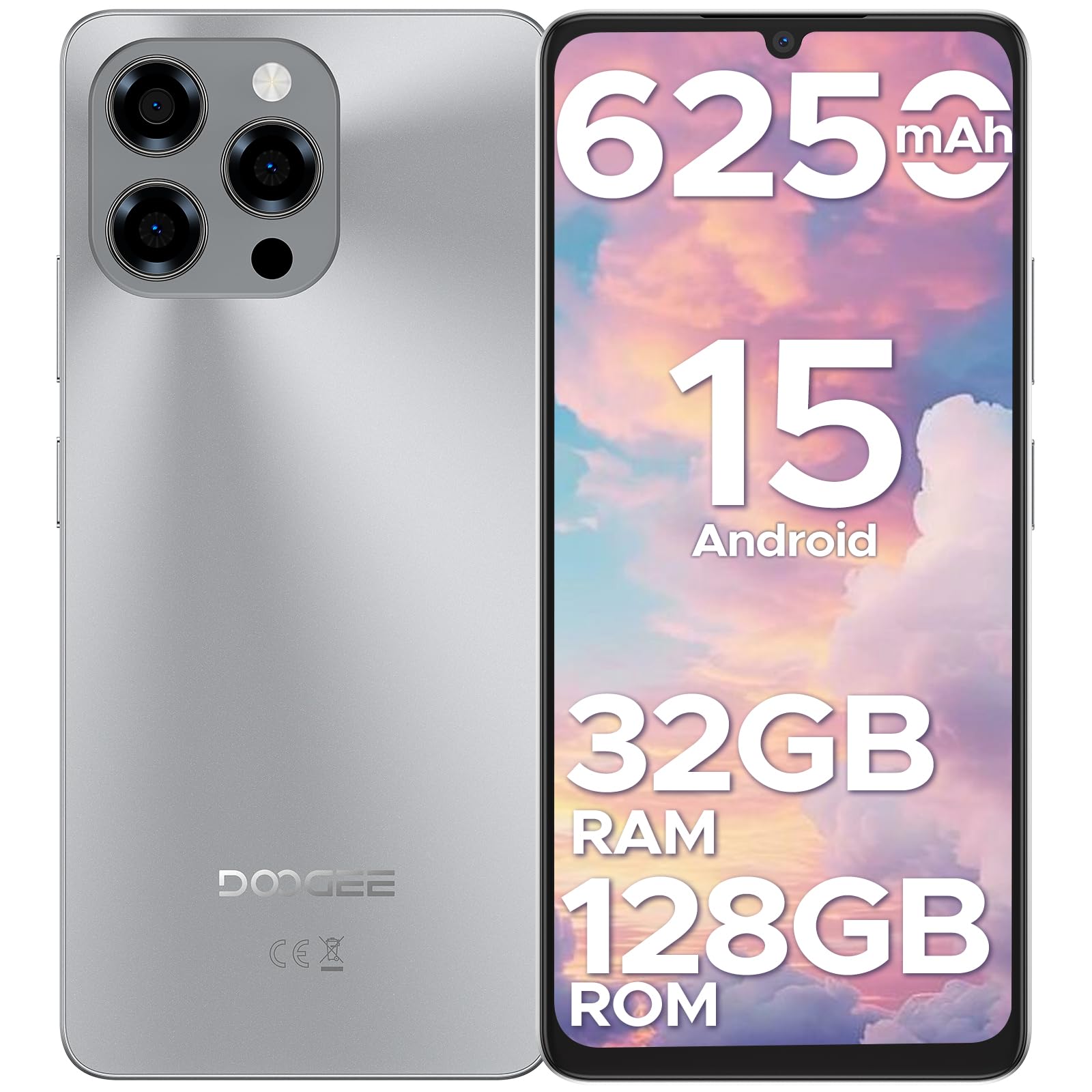 NOTE58 Smartphone Pas Cher, 6250mAh Telephone Portable Android 15, Écran 6.75" HD+ 90Hz, 32 Go+128 Go/2 To,Octa Core, Double SIM Débloquée Smartphone, 16MP+8MP, Face ID, 3.5mm Jack,GPS,OTG