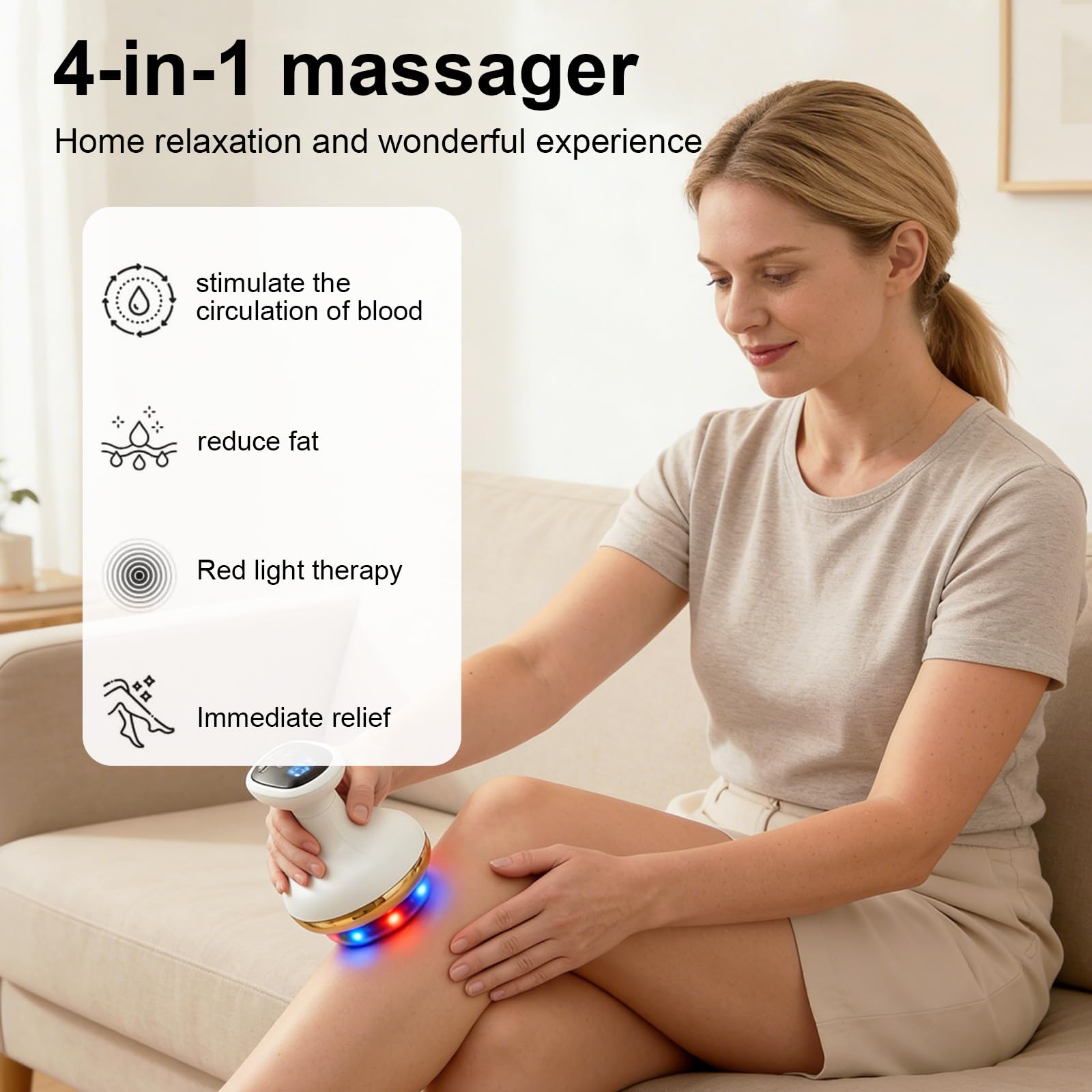 Elektrischer GuaSha Massager mit Wärmetherapie, 9 Stufen, Vakuum-Saugmassagegerät für Cellulite & Muskelentspannung