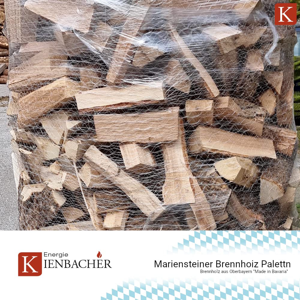 1,6 m³ / SRM Brennholz Buche 25 cm Scheitlänge PEFC-zertifiziert Made in Bavaria Premium Kaminholz Scheitholz Kamin Ofenholz Feuerschale Lagerfeuer Buchenholz trocken | 1 Paletten | Energie Kienbacher