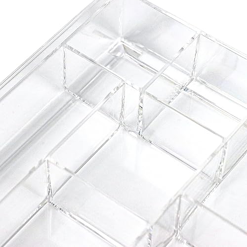 Miniatura 4 de Organizador de cajones transparente de 8 secciones, bandeja divisora de cajones de acrílico grande para escritorio, baño, maquillaje de oficina,
