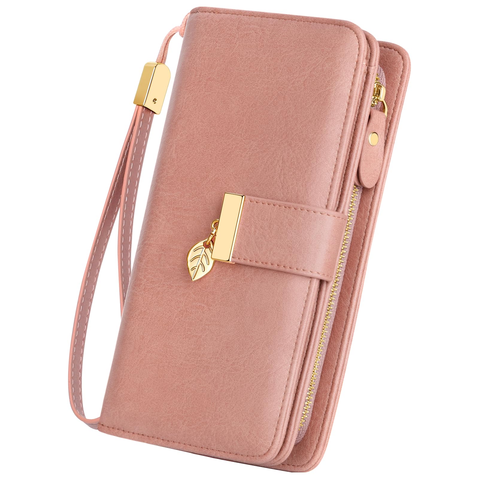 LUROON Portefeuille Femme Longue, Grande Capacite RFID Blocage Cuir Véritable Porte Monnaie Femme, Elégant Portefeuille Parti Femme avec Emplacements pour Cartes