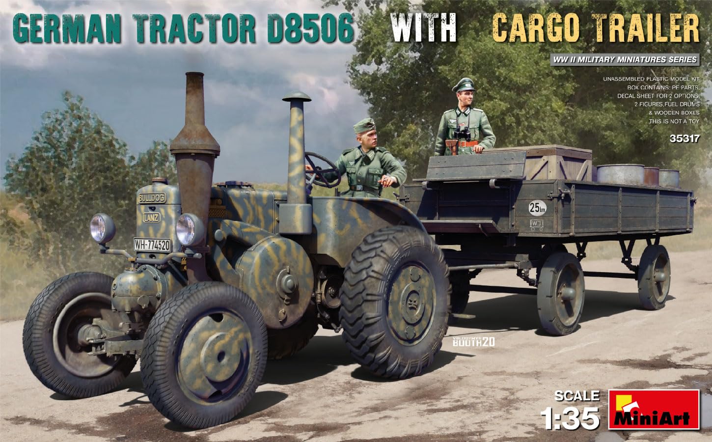MiniArt MIN35317-1:35-Deutscher Traktor D8506 mit Lastenanhänger div