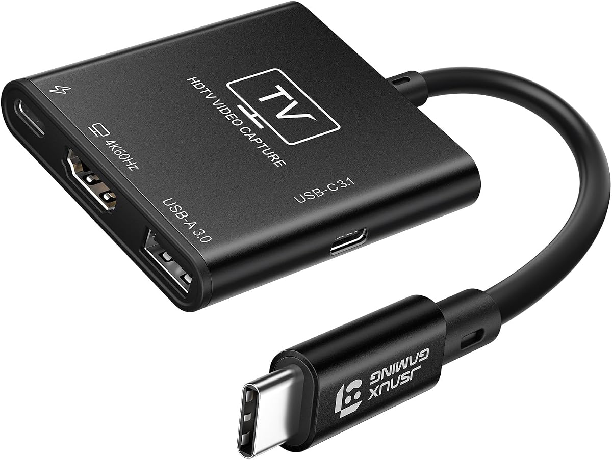 Video Capture Card Intended for Nintendo Switch 2/Steam Deck/ROG Ally | 4K 60Hz HDMI Passthrough, 1080P 60FPS Record, Compatible with Nintendo Switch 2/Steam Deck/ROG Ally/Legion/Phone/Laptop