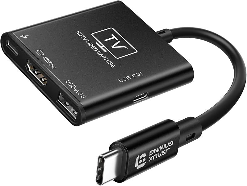 Video Capture Card Intended for Nintendo Switch 2/Steam Deck/ROG Ally | 4K 60Hz HDMI Passthrough, 1080P 60FPS Record, Compatible with Nintendo Switch 2/Steam Deck/ROG Ally/Legion/Phone/Laptop