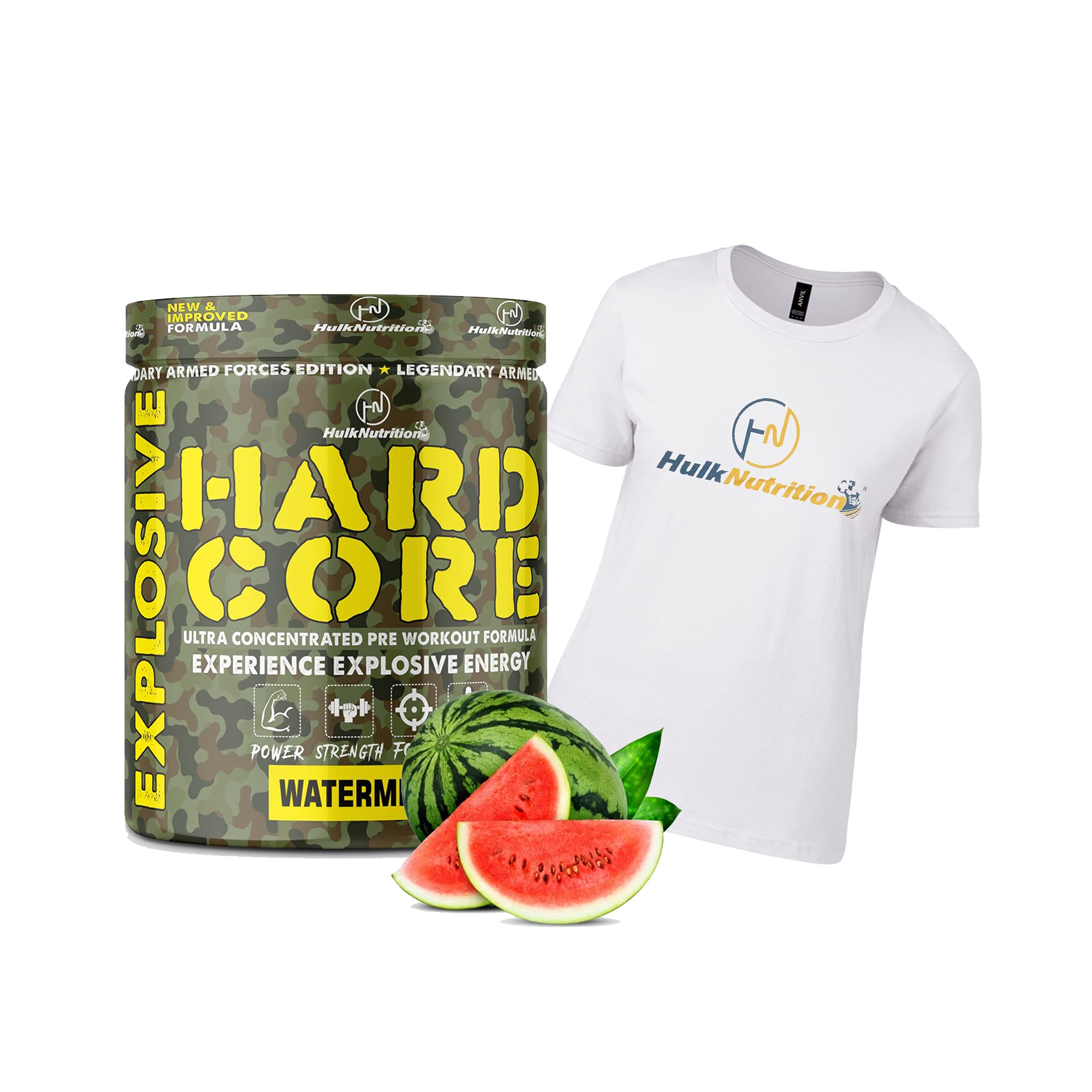 Hulk Nutrition Hardcore CITRULLINE, ARGININE, BETA ALANINE POWDER [30, Watermelon] Free T-Shirt