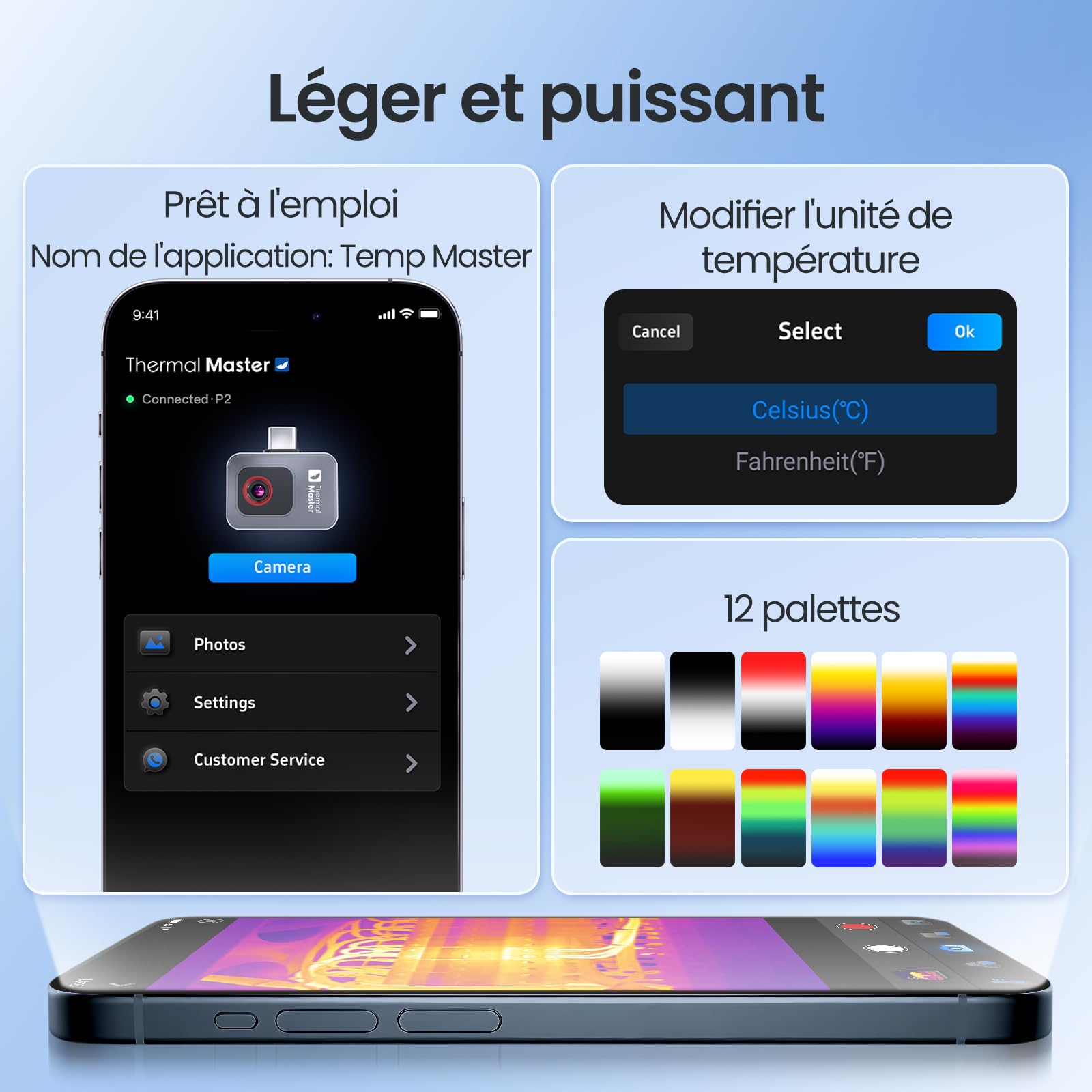 Thermal Master P2 Caméra thermique pour Android Caméra infrarouge Super Résolution IR (X³) 512 x 384, pour inspection de la maison -20 à 600 ℃ Zoom 15 x, Ne convient pas aux iPhone 15/16