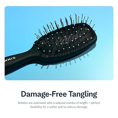 Miniatura 4 de GIMME Cepillo desenredante de viaje para cabello mediano con cerdas de nailon antiestáticas, resistentes al calor y flexibles, cepillo de cerdas