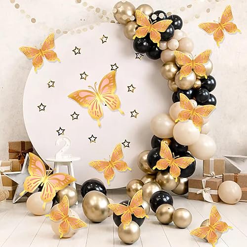Miniatura 4 de Decoración de fiesta de mariposa grande de 14 piezas, juego de decoración de pared de mariposa 3D, mariposa gigante para cumpleaños, baby shower,