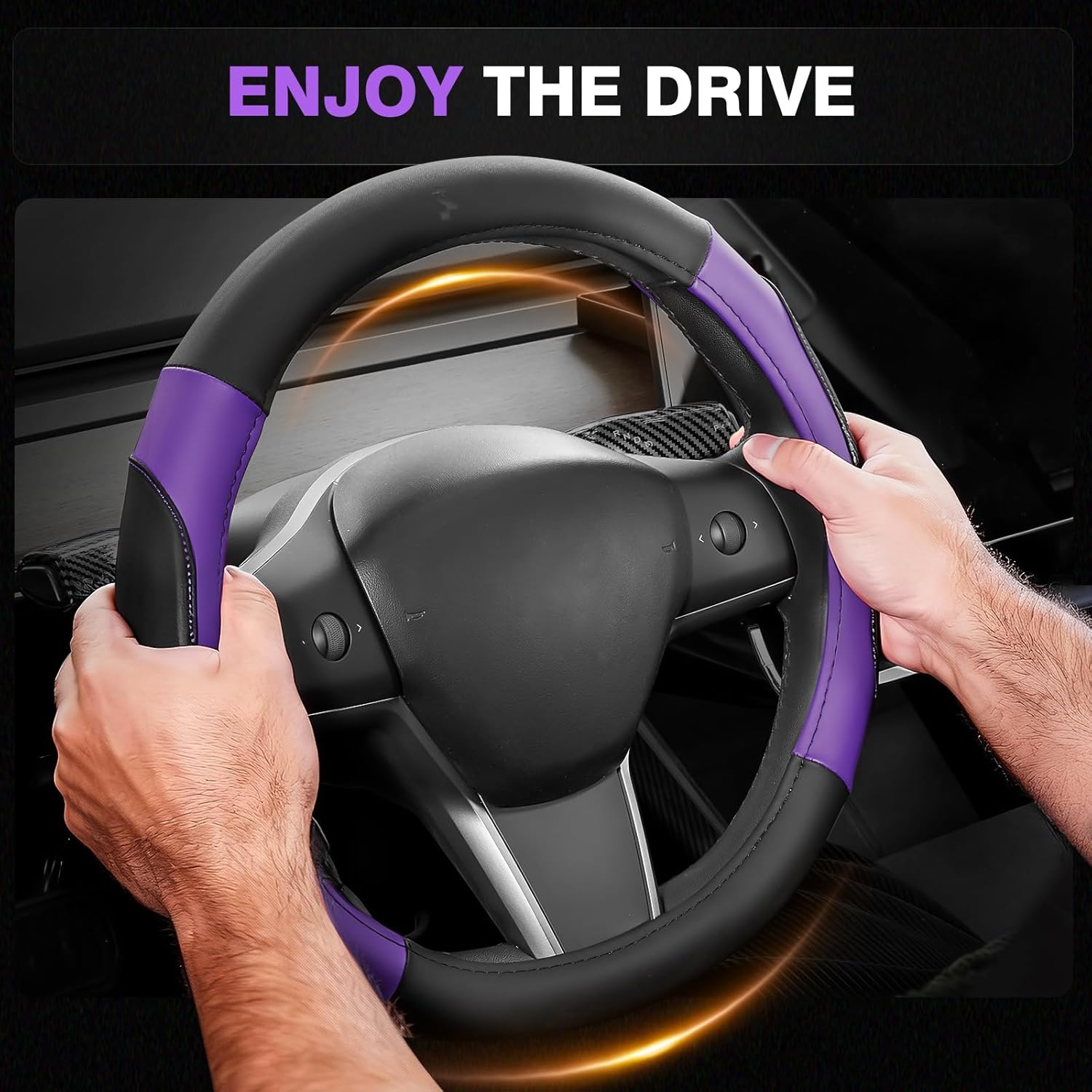 FLORICH Car Steering Wheel Cover, Microfiber Leather Steering Wheel Covers with Anti-Slip Lining, Breathable Elastic Car Steering Wheel Protector, Universal Standard Size 14-15 inch - Image 2