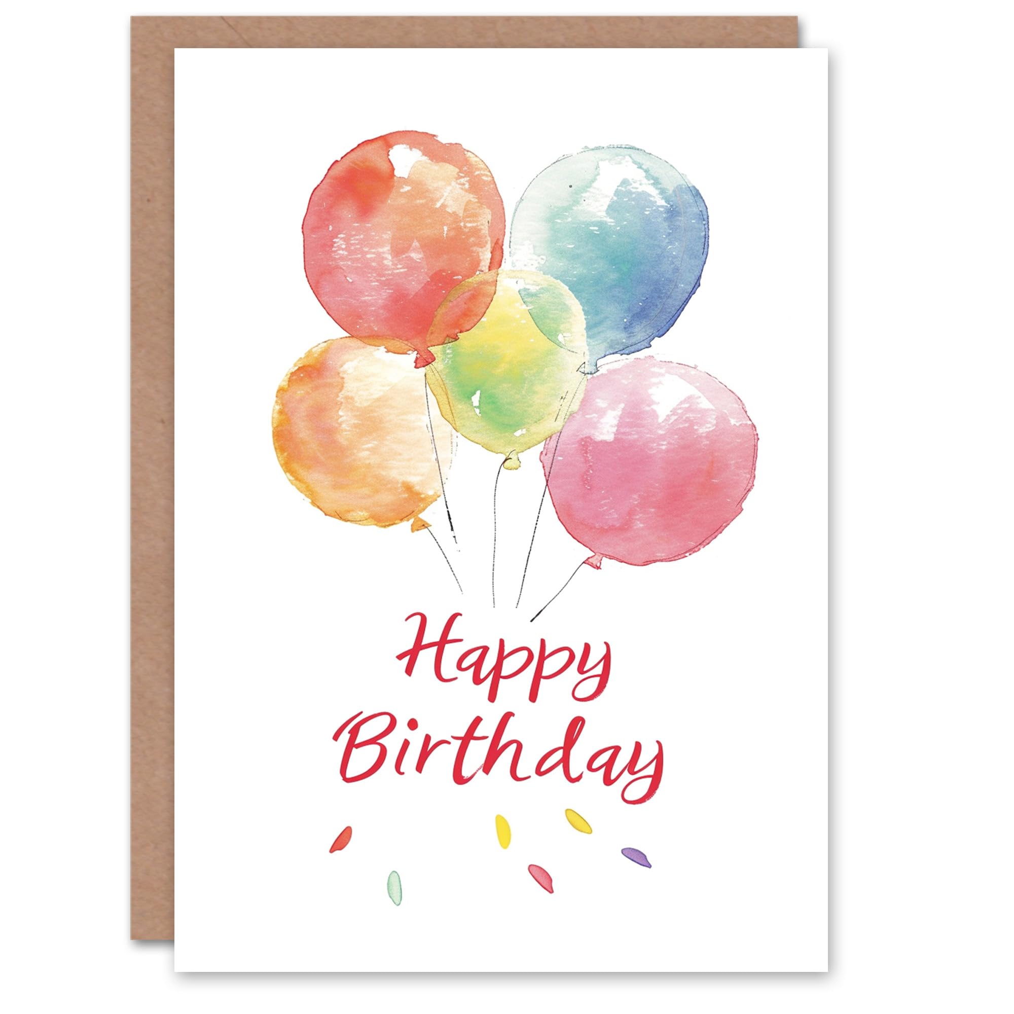 Artery8 Birthday Card Soft Watercolour Birthday Balloons Pastel Light Painting For Him Her Man Woman Girl Boy Wife Husband Greeting Card