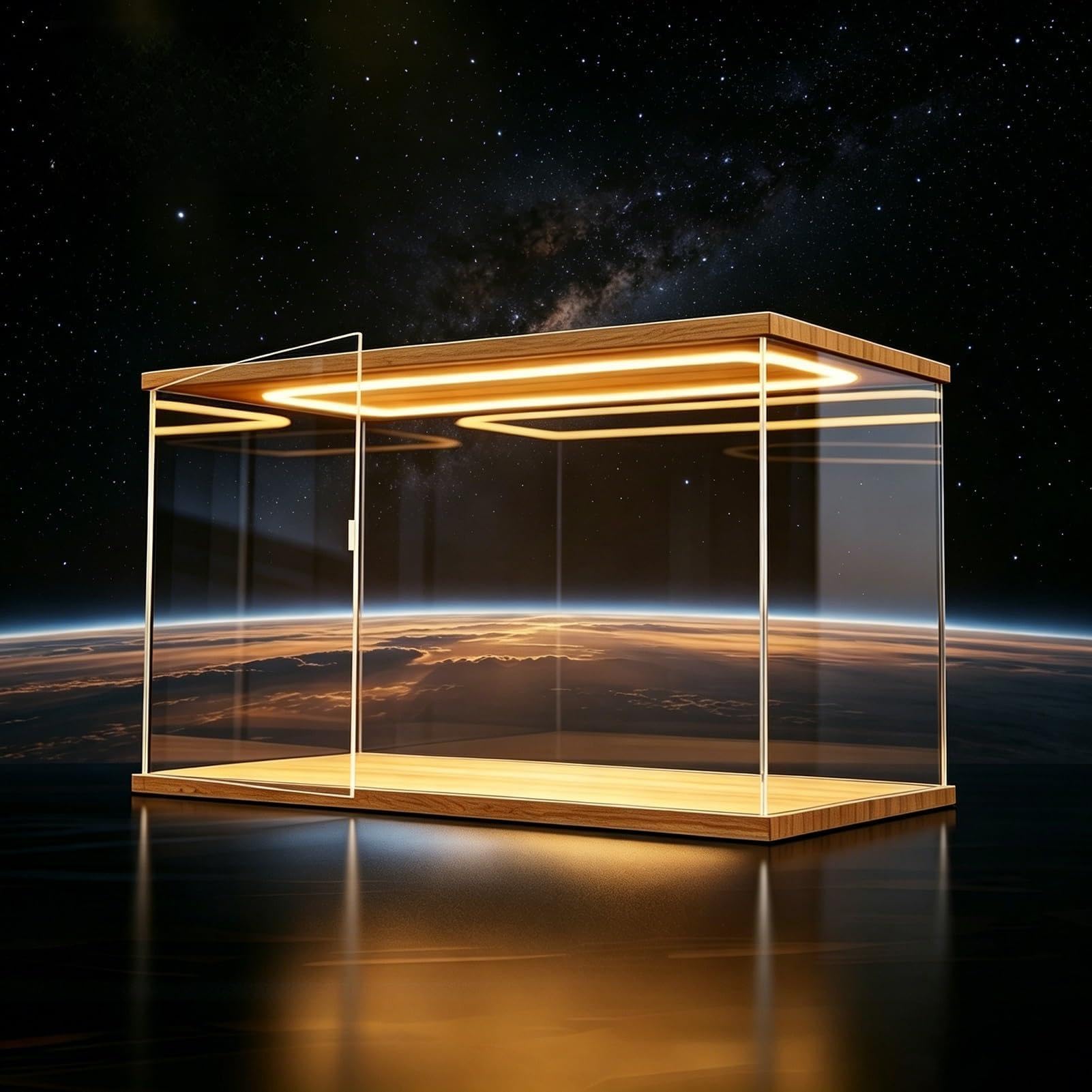 Large Acrylic Display Case with LED Light, Floor Standing Multiple Models Desktop Placement Showcase, Seamless DIY Rectangular Show Box(20x25xH25cm/8x10x10")