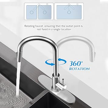 Kitchen Faucet with Pull Out Spray,Stainless Steel Kitchen Sink Faucet,Kitchen Mixer Tap with Removable Base,360° Swivel,2 Water Modes Cold and Hot Available