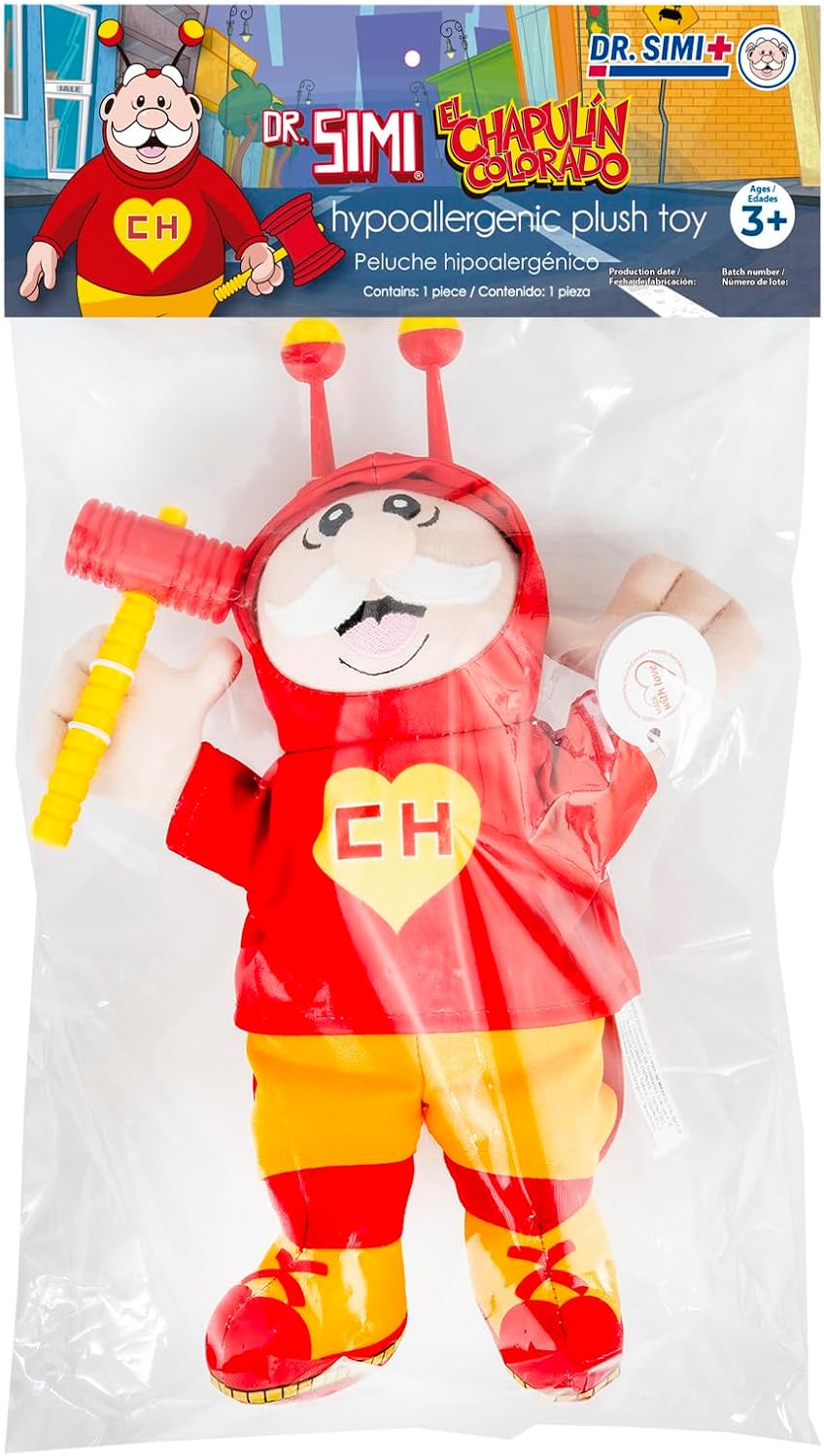 Official Dr. Simi × El Chapulín Colorado Plush Toy – Handmade in Mexico by Artisans with Disabilities | Ultra-Soft Hypoallergenic Collectible | Meaningful Gift for Fans & Mexican Pop Culture Lovers