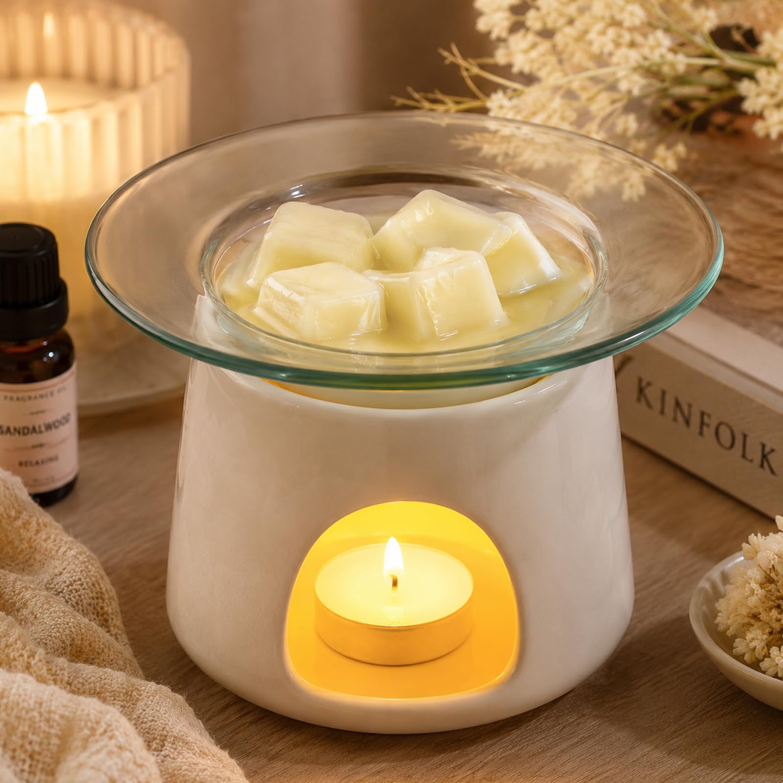 Ersatz-Glasschale für Ölbrenner und Wachsschmelzbrenner, runde Glasschale für Aromatherapie-Lampe und Törtchenwärmer, 12 cm, 4 Stück